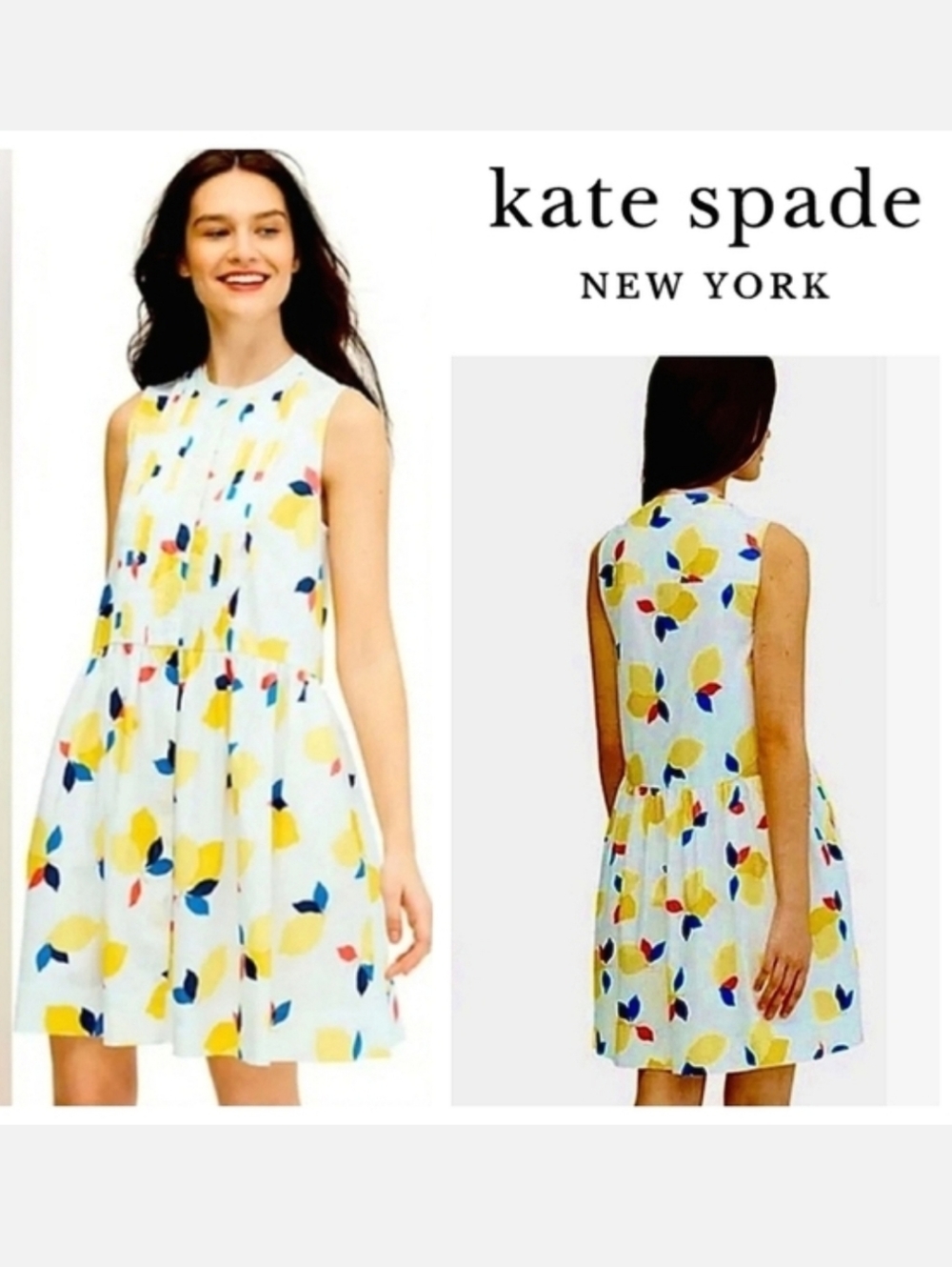 Kate Spade Lemon Zest Stretch Cotton Sleeveless Shirtdress Sz S NWT - Picture 1 of 16